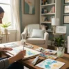 Art therapy for adults Virginia session with watercolor materials