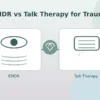 Illustration comparing EMDR vs talk therapy for trauma