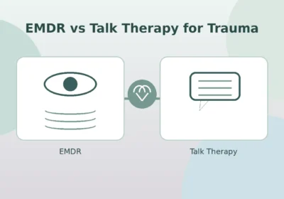 Illustration comparing EMDR vs talk therapy for trauma