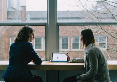 A therapist in Fairfax, VA, discusses Medicaid therapy options with a client.