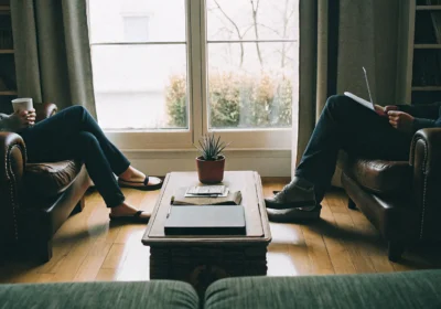 A person in a consultation with a Christian counsellor to find support that aligns with their beliefs.